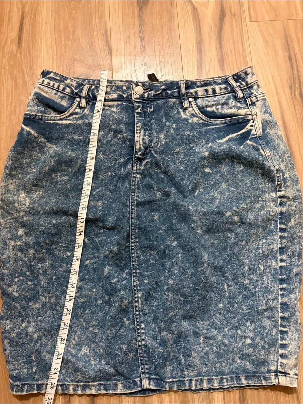 Teeze Me Acid Wash Denim Pencil Skirt - Blue super soft